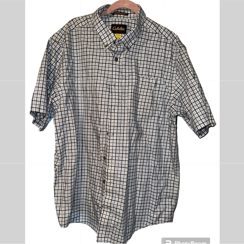Cabela's Plaid Button Up Short Sleeve Shirt 2XL tall